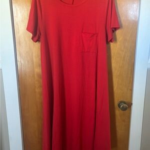 LuLaRoe Carly Swing Red T-Shirt Dress XL Women’s Solid Red